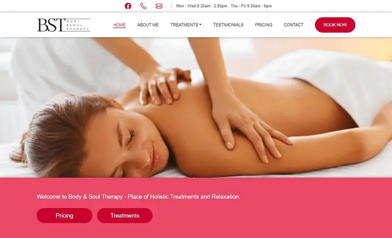 Body & Soul Therapy website homepage