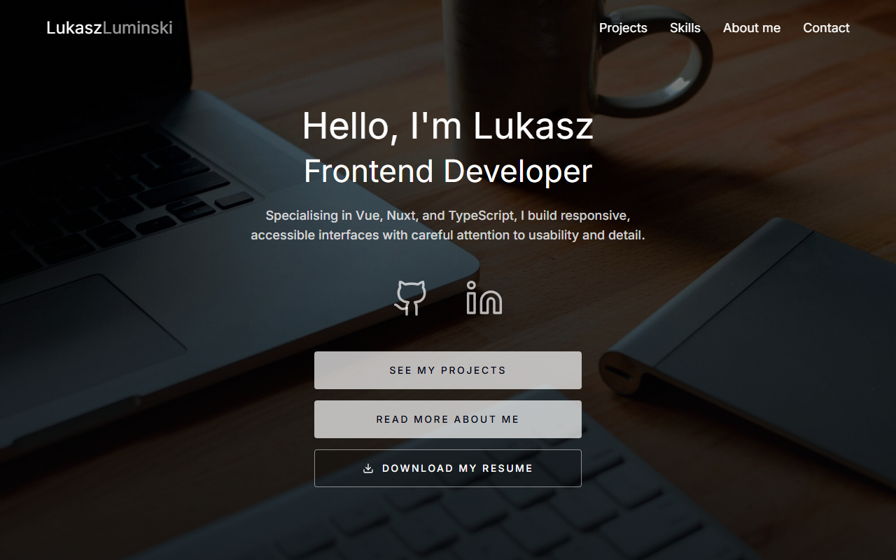 Current portfolio homepage